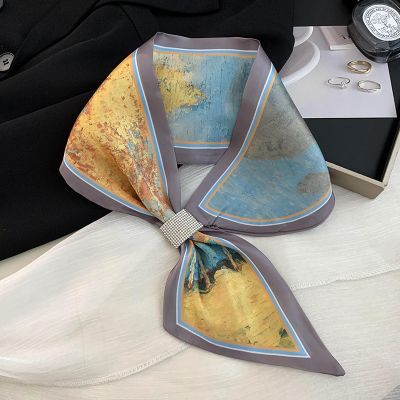 Bufandas de seda larga damas coreanas nuevas bufandas delgadas de cabello correa de cabello temperamento bufandas de seda al por mayor