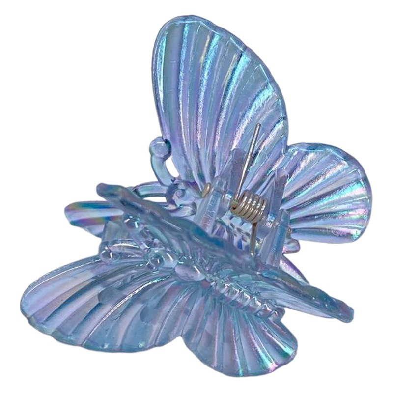 Sirena Ji cristal mariposa placa garra transparente tiburón clip agarre acrílico láser 5cm horquilla tocado chica