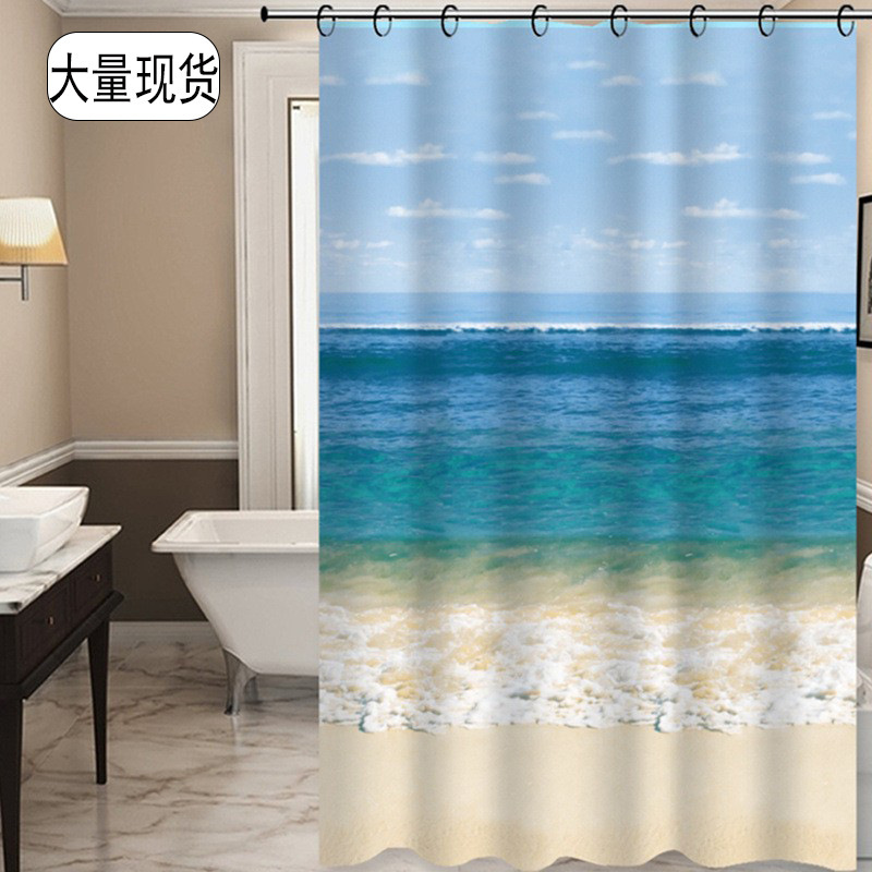 New foreign trade simple PEVA waterproof bathroom shower curtain dry and wet separation mildew-proof home hanging curtain non-perforated Amazon New foreign trade simple PEVA waterproof bathroom shower curtain dry and wet separation mildew-proof home hanging curtain non-perforated Amazon