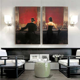 北欧现代美式艺术海报餐厅酒吧人物画摆台装饰画简约图片帆布画芯