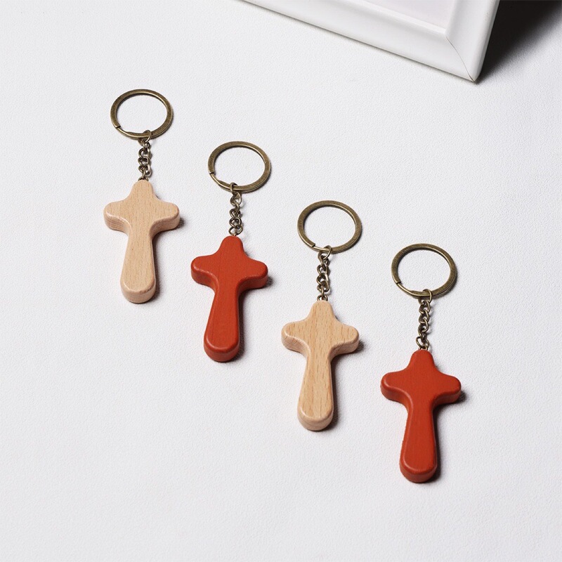 Cross Key Ring Beech Key Ring Wooden Cross Key Ring Wooden Key Ring Wooden Key Ring