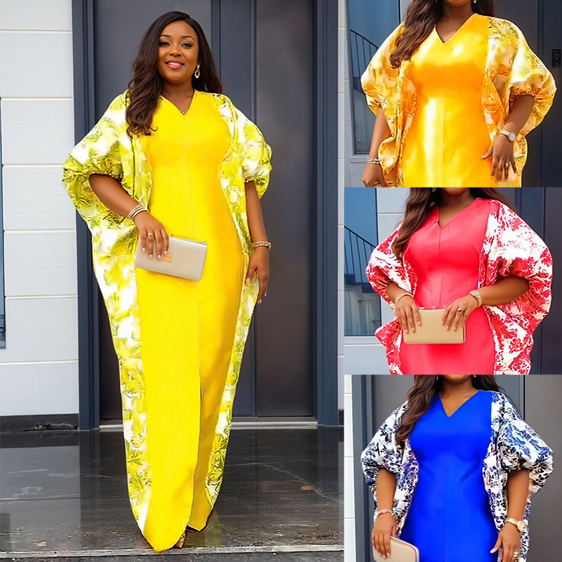 Cross-Border Aliexpress Plus-Size Women's Ethnic Style Long Dress African Amazon Color-Blocking Print Dress 9038 Cross-Border Aliexpress Plus-Size Women's Ethnic Style Long Dress African Amazon Color-Blocking Print Dress 9038