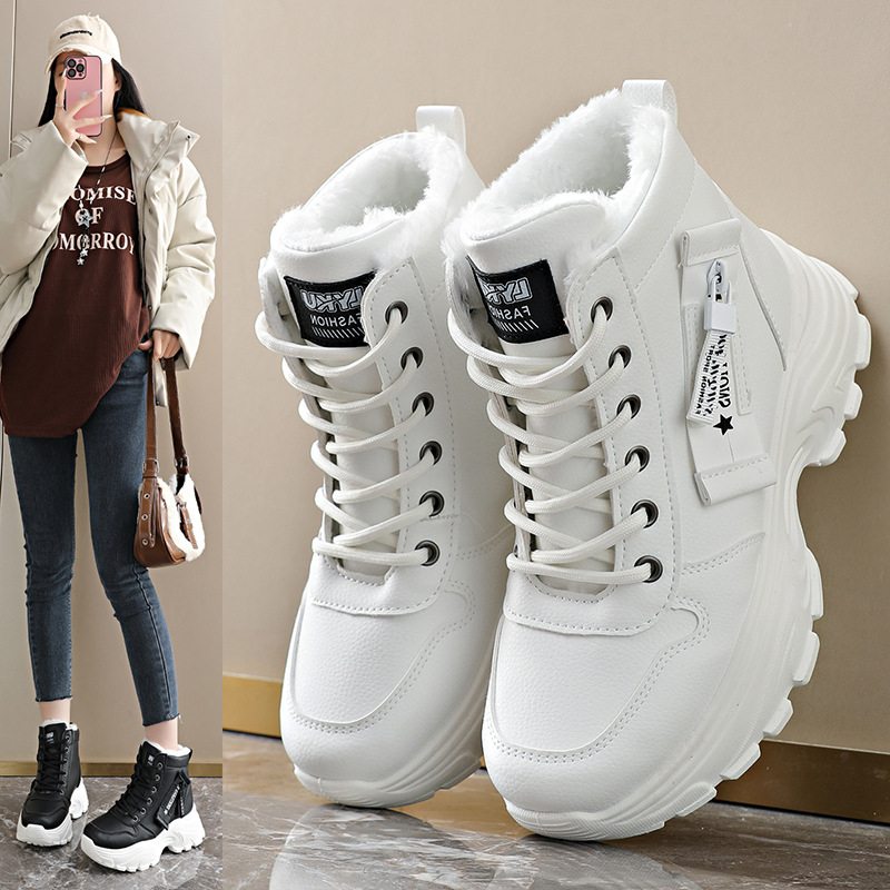 H6583 Snow Boots High-Top Shoes Women's Shoes 2025 New Autumn and Winter Thick-Soled Fleece-Lined Cotton Shoes Warm Martin Boots