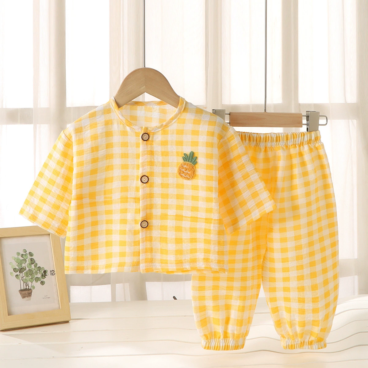 Мужские и женские дети облачные хлопковые костюмы для домашнего обмундирования Летний кардиган мультфильм детские пижамы рубашки брюки весной и осенью