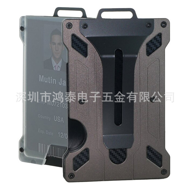 Amazon nuevo titular de la tarjeta de aleación de aluminio transparente insignia RFID metal billetera titular de la tarjeta de trabajo con la posición de la insignia