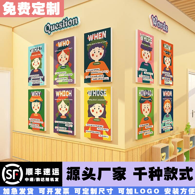 英语角教室布置装饰幼儿园环创材料培训机构辅导班级文化墙面贴画