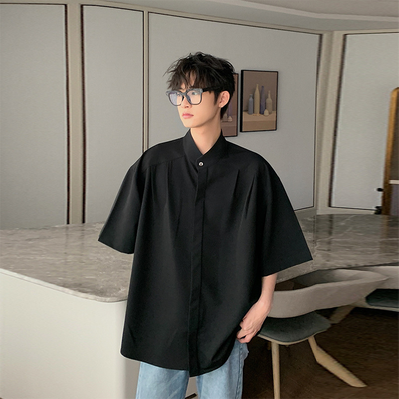 Verano sin planchar nuevos hombres chinos guapos camisa de manga corta para hombres tops de todo fósforo de marca de moda city boy camisa casual