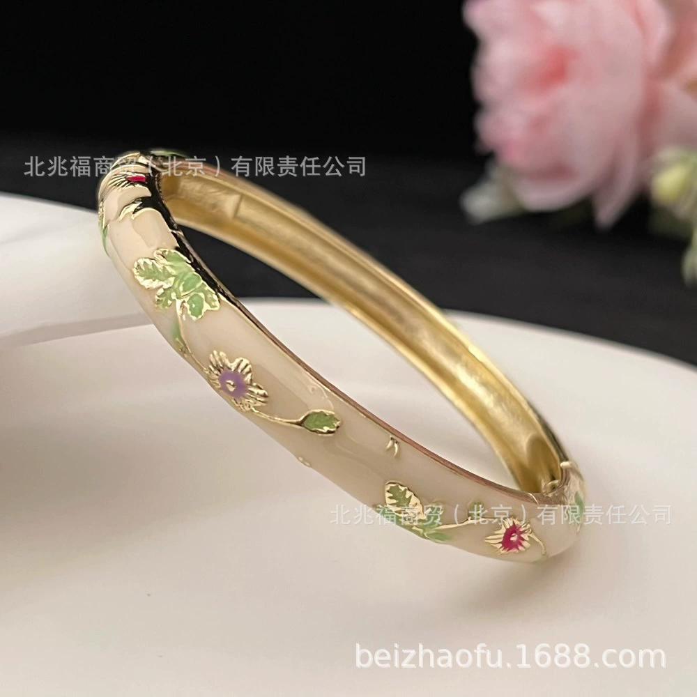 Браслет Cloisonné Flower (сплав), эмаль, этнический стиль, диаметр 6 см