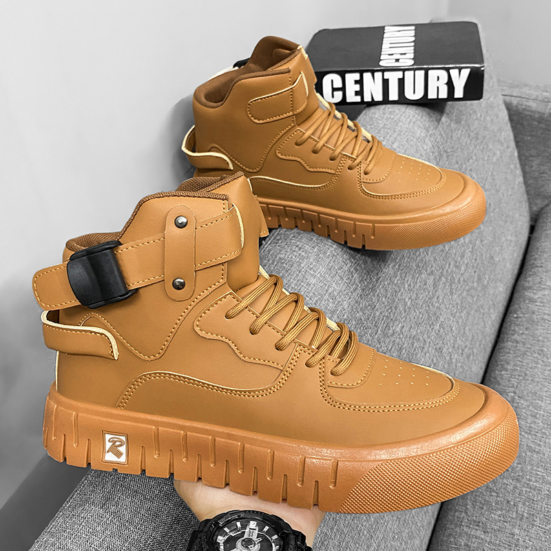 Autumn New Boys High-top Casual Sneakers Korean Style Lightweight Breathable Martin Boots Youth Sports Short Boots Men's Trendy Shoes