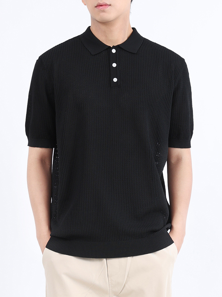 Camiseta de polo de verano hueco transpirable de hombre camiseta de alto nivel de sentido de la solapa de negocios Paul hombre de mangas cortas image 3