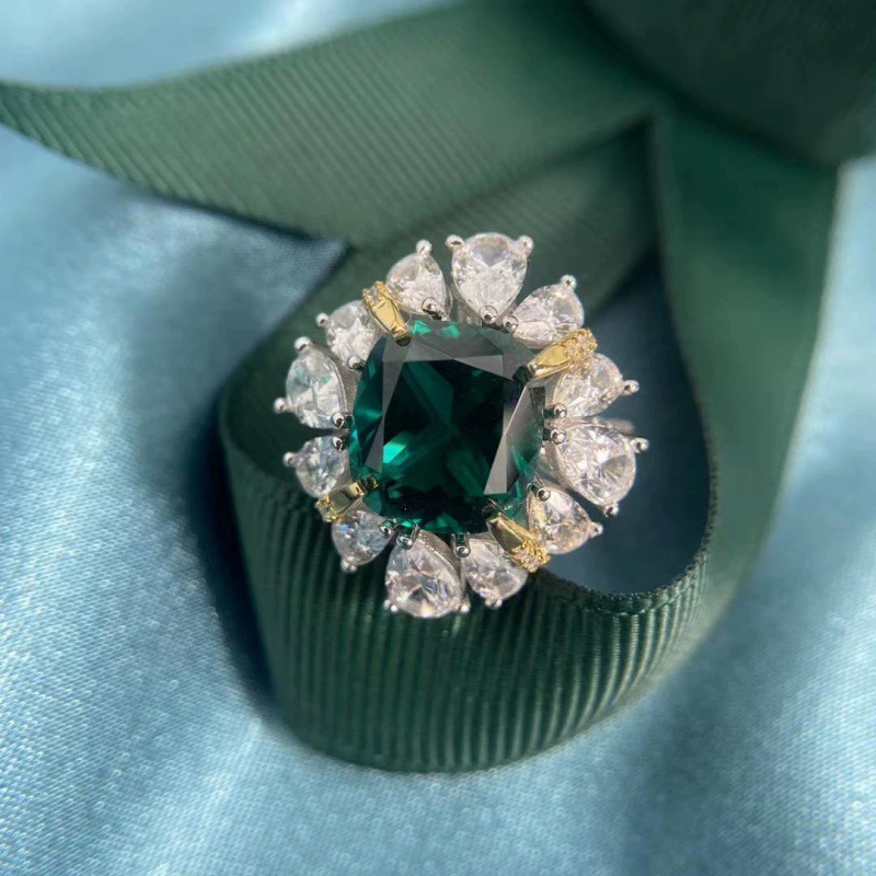 Tourmaline retro wedding ring, silver 925 sample, with gem