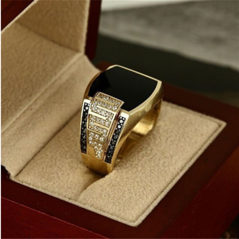 Rhinestones Inlay Material Rings Classification Hip-hop Geometric Alloy Plating Inlay Rhinestones Men's Rings