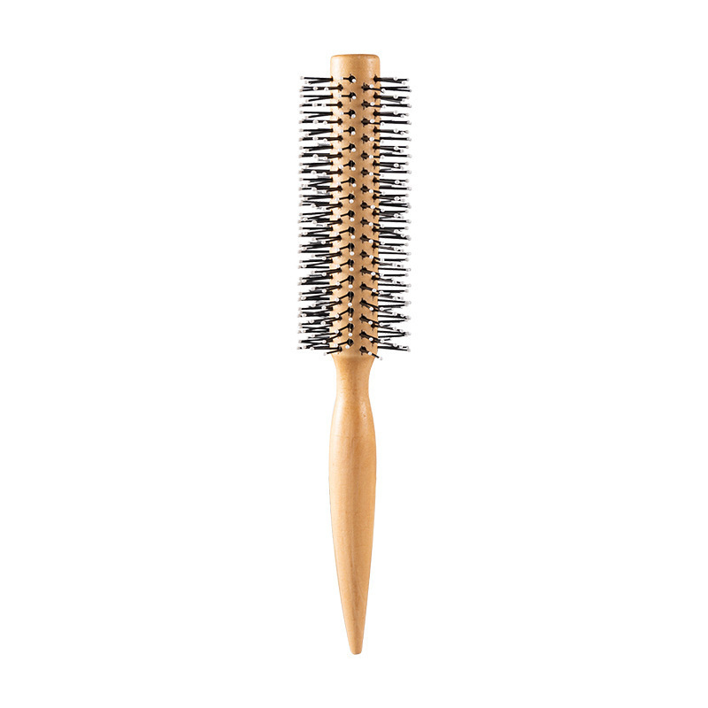 ヘアサロンプロフェッショナルカーリーロングヘアコームシリンダーインナーバックル赤茶色ナイロン歯スタイリングコームログローリングコーム髪を滑らかにします|undefined