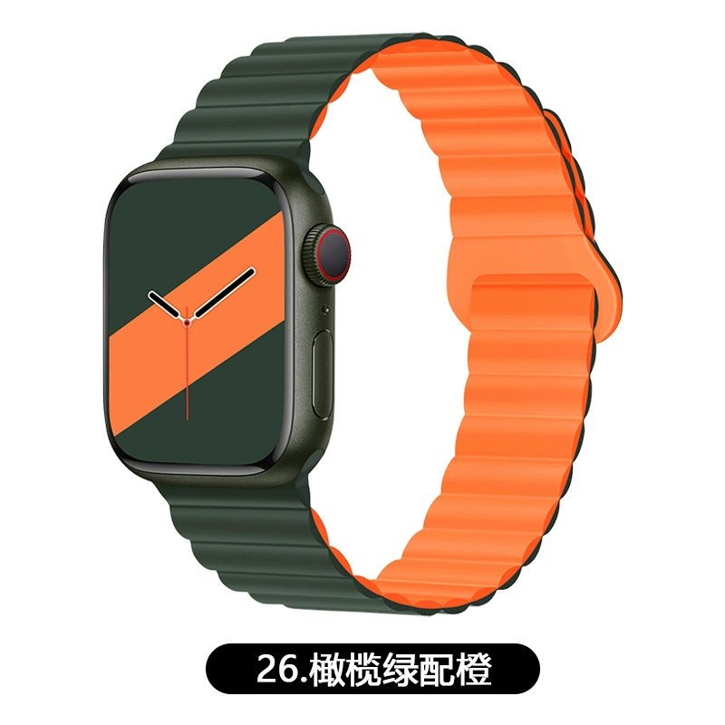 Подходит ремешок Apple Watch двухцветный магнитный силикон IWATCH1-9 поколения/SE