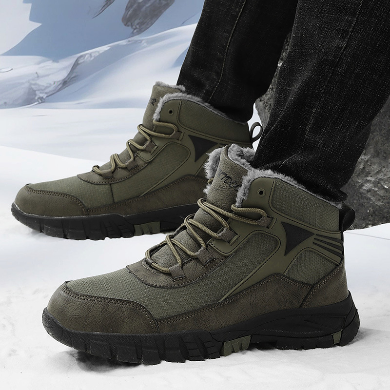 Cross-border botas de nieve de los hombres de invierno cálido forro polar grueso alto-top zapatos de algodón al aire libre impermeable antideslizante más tamaño botas de algodón