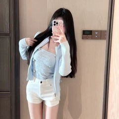 2025秋冬款法式名媛气质金扣吊带针织开衫女修身显瘦两件外套套装