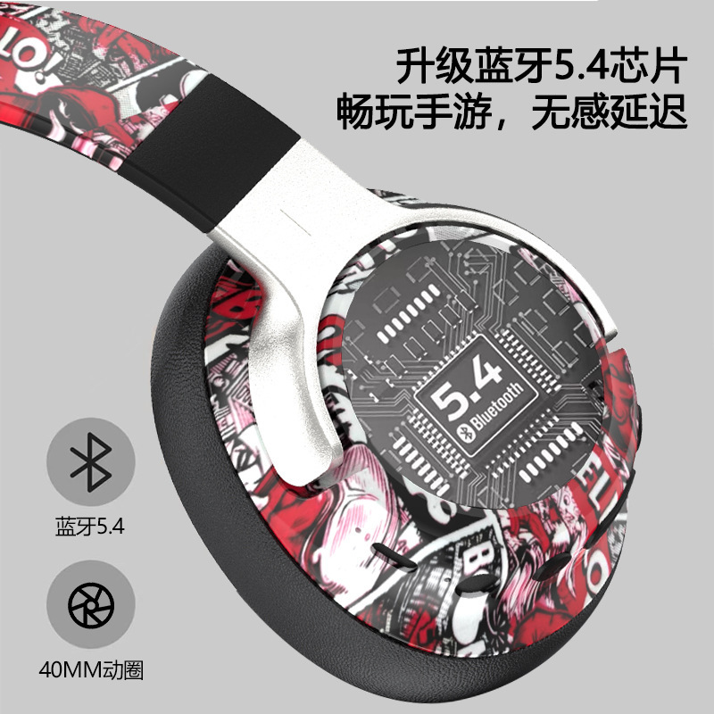 2025 新しい Bluetooth ヘッドセットヘッドセット塗装落書き LED 発光 3D 立体シームレスイヤーマフプライベートモデル|undefined