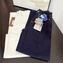 新款红边赤耳女装窄版直筒阔腿裤子JEANS长裤丹宁原色牛仔裤女秋