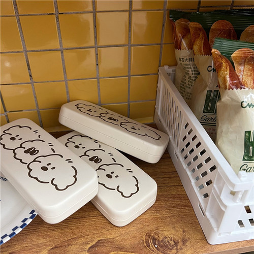 Original model!  Ins style cute bear glasses case cream portable anti-pressure glasses storage box couple model