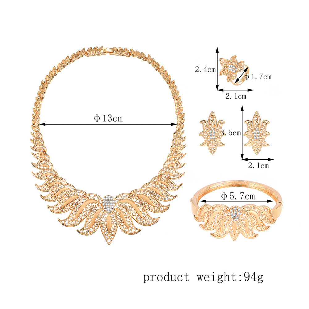 New Fashion Simple Alloy First Necklace And Earrings Four-piece Bridal Wedding Jewelry Set display picture 1