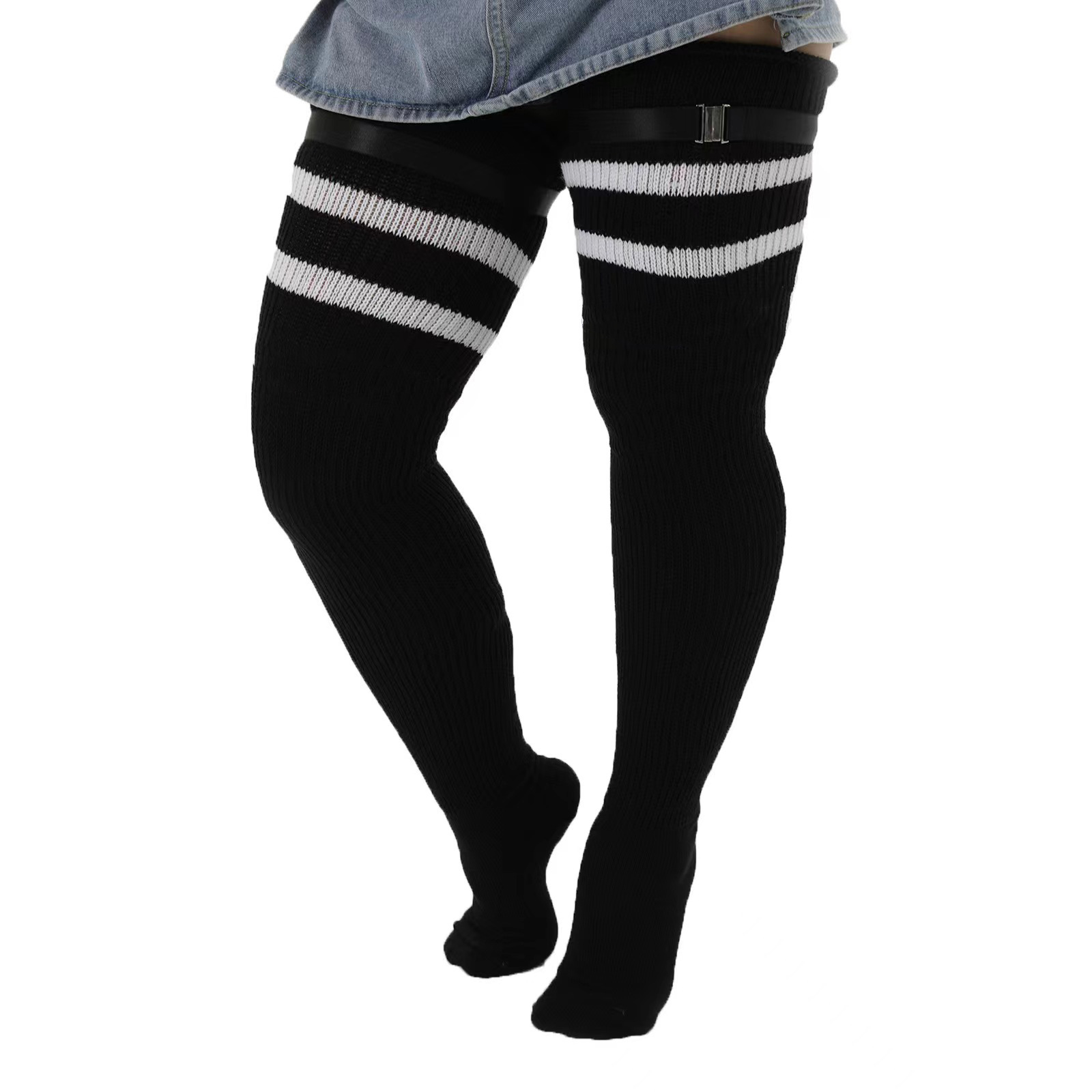 Calzini da donna in maglia antiscivolo extra large con lacci sopra il ginocchio, taglie forti, 2025d, in acrilico_voghion.com