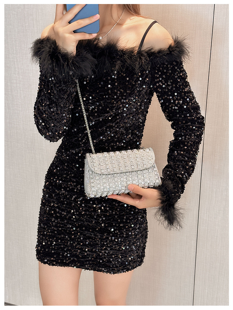 New foreign trade European and American retro underarm bag, casual and fashionable rhinestone small bag, niche single-shoulder bag, crossbody dinner bag undefined