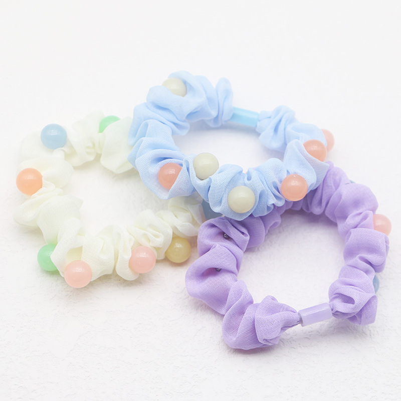 Siden scrunchies med pärlor för damer hårband_voghion.com