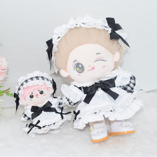 Baby clothes 10cm20cm plaid maid cotton doll non-attribute fat body universal doll dress change
