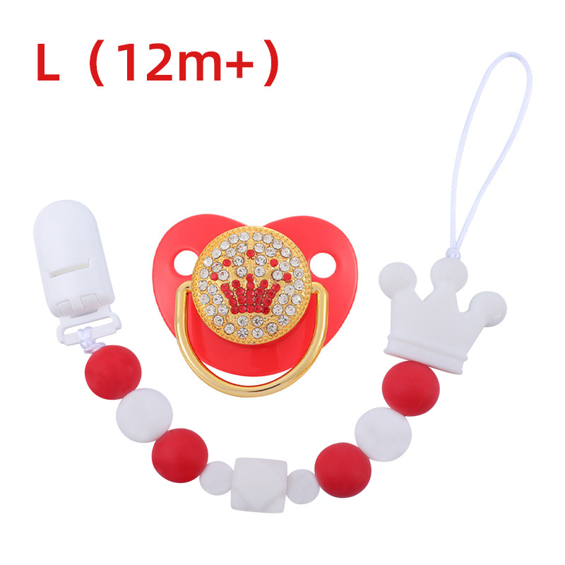 Bebé suministros corona chupete bebé silicona corona perlas mordedura chupete cadena anti-caída traje de cadena Nuevo