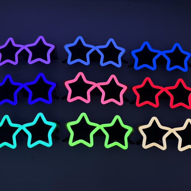 Led gafas luminosas estrellas de fiesta bar bungee festival de música props de animación pentagonal rescate cool