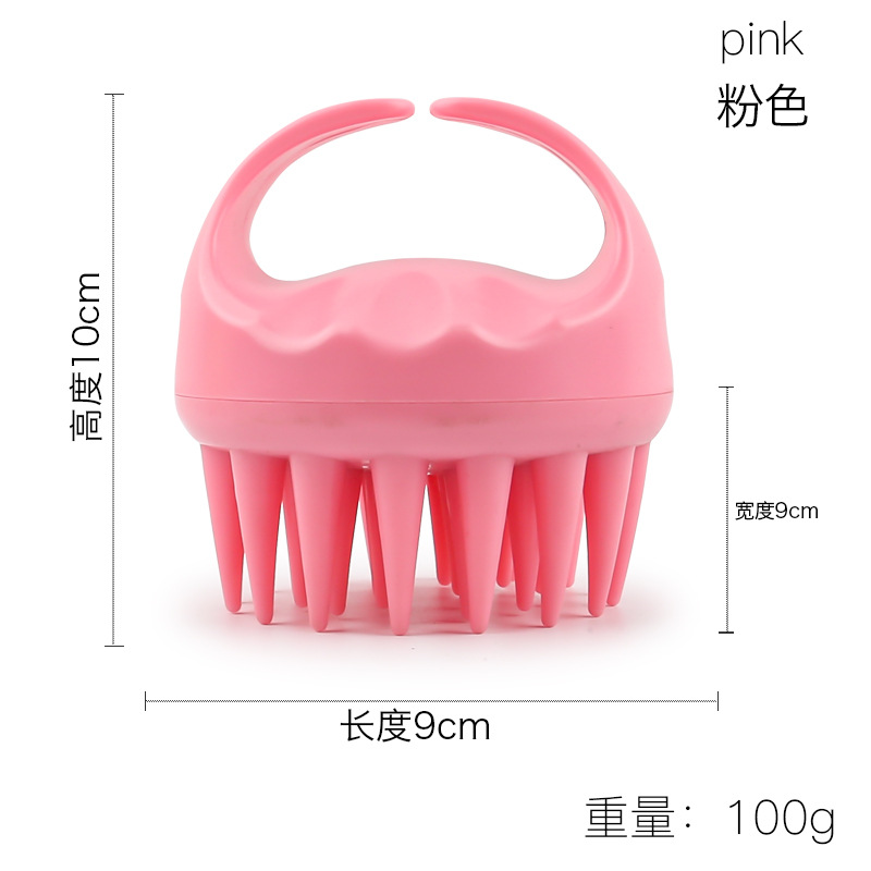 손잡이형 샴푸 브러쉬, 긴 빗살, 핑크색