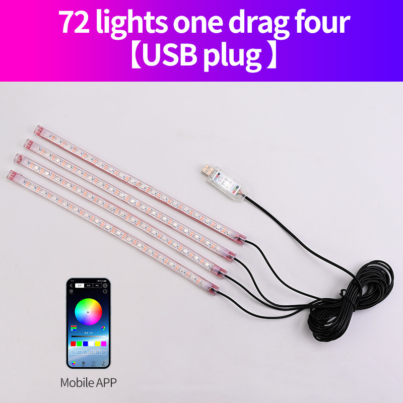 Coche USB Symphony luz ambiental para pies tira de luz decorativa LED de coche luz de ritmo de música de control remoto