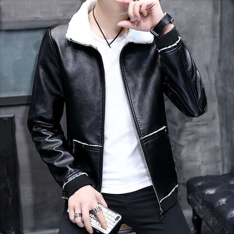 Comercio exterior otoño y invierno nuevo chaqueta de cuero hombre piel en una chaqueta de cuero hombre joven chaqueta de piel gruesa