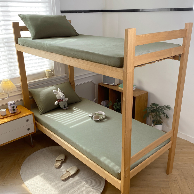 Children's Solid Colour Bed Sheet Three-piece Bedding Set_voghion.com