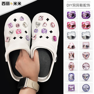 New Glass Rhinestone Colorful Kt Cat Headband I-Shaped Buckle DIY Hole Shoe Accessories Diamond Decorative Buckle