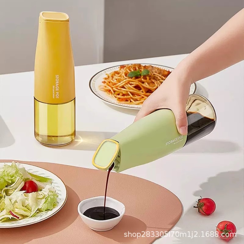 Olla de aceite, botella de aceite, vidrio, apertura y cierre automáticos, botella de aceite a prueba de fugas, botella de condimento, cocina, hogar