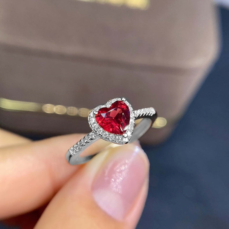 Huajie transfronteriza venta suave plata simple exquisito en forma de corazón anillo de diamantes de amor popular joyería suministro directo de fábrica