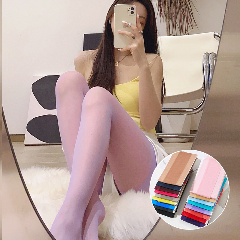 Senna Spring and Summer Ultra-thin Brilliant Color Candy-colored Core Stockings Women's Bottoming Pants Silk Internet Popular Sweet INS