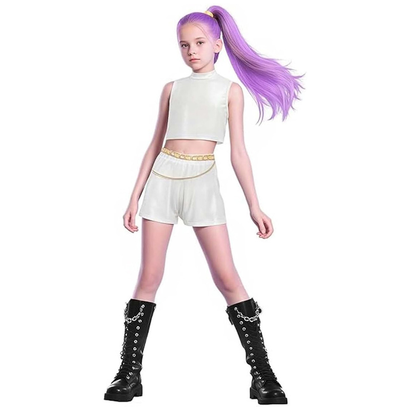 2025亚马逊女孩恶魔猎人服装黑金儿童流行歌手童装套装猎魔女团|undefined