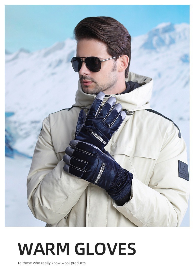 Gants de ski pour femmes, gants chauds d'extérieur, gants en coton à doigts fendus automne et hiver avec velours_voghion.com