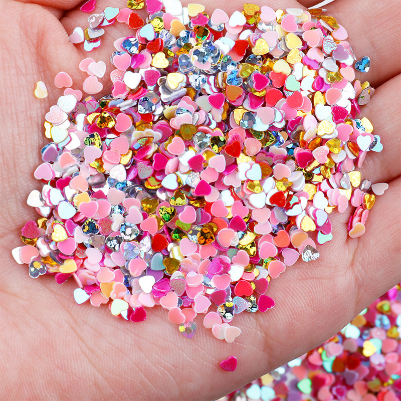3mm Colorful Laser Glitter Sequins Heart-Shaped Beads Handmade DIY Filler Valentine's Day Nail Art Stickers