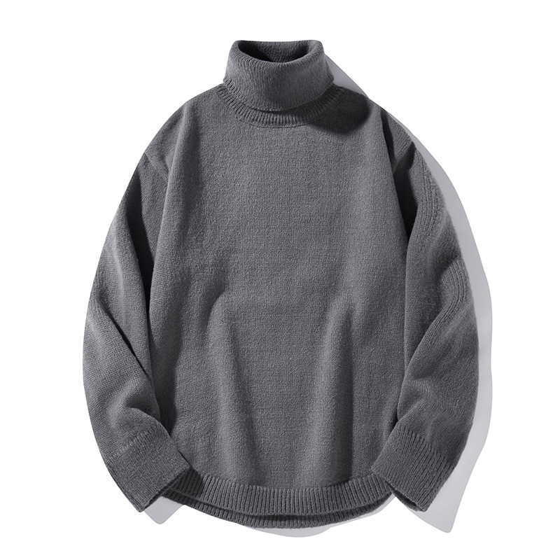 Herren-Rollkragenpullover, Winterstrickpullover, lässig, lockere Passform, dick, warm, Retro-Stil, Rollkragenoberteil für Teenager und Erwachsene_voghion.com
