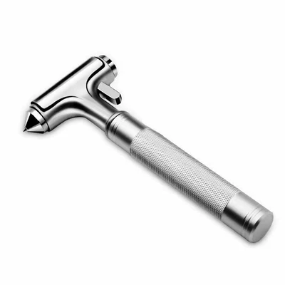 Car-mounted stainless steel safety hammer for emergency escape, multifunctional life-saving hammer, metal safety hammer, escape hammer (Qəza çəkici) - silver