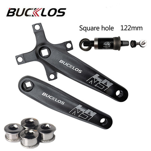 BUCKLOS mountain bike square hole crank aluminum alloy black 104BCD/170mm universal cross-border straight hair