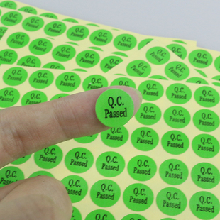 13mm Round White Background with Black Text Qc Passed Label Sticker/Qc Passed Self-Adhesive Label Qc Sticker