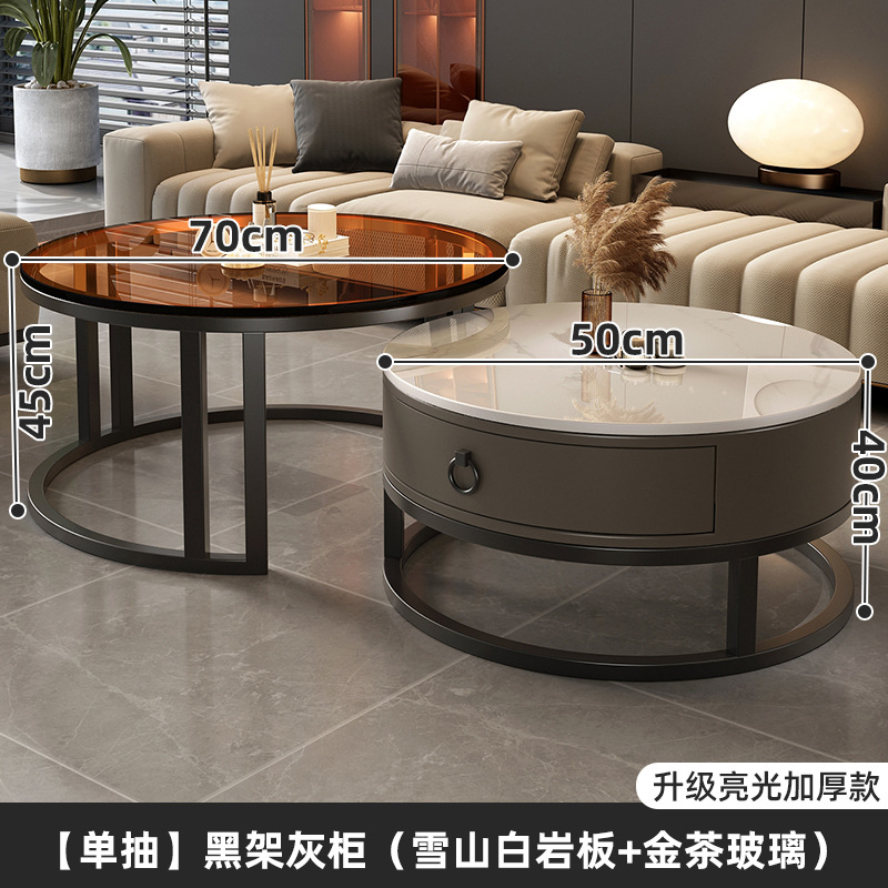 Mesa de té de roca sala de estar doméstica nueva mesa de té redonda roja de lujo moderno y simple mesa pequeña de lujo