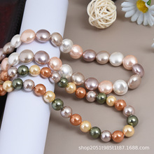 新款时尚高级彩色贝珠项链糖果色高光珍珠锁骨链渐变个性设计饰品