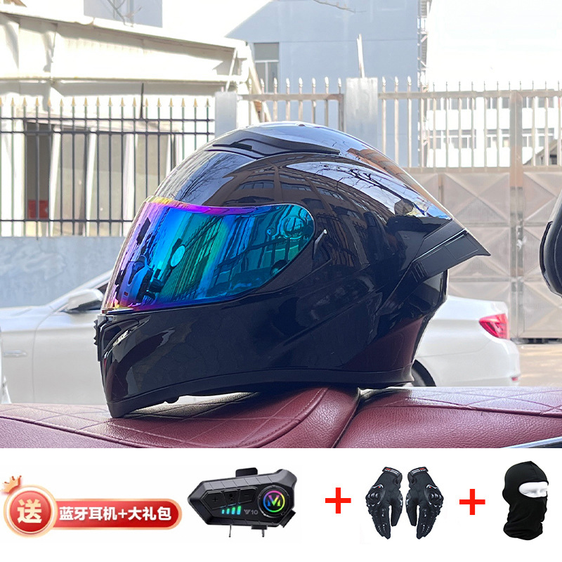 Casco de cola grande de motocicleta Jiekai Casco completo con auriculares Bluetooth Casco de conducción de motocicleta eléctrica de cuatro estaciones para hombre