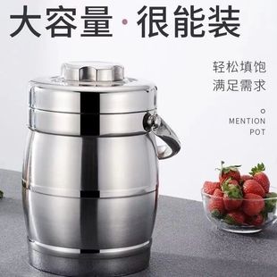 [Same Style with a Review Rate of over 99%] New Insulated Lunch Box 304 Stainless Steel Insulated Pot Drum-Shaped Rice Bucket with Large Capacity