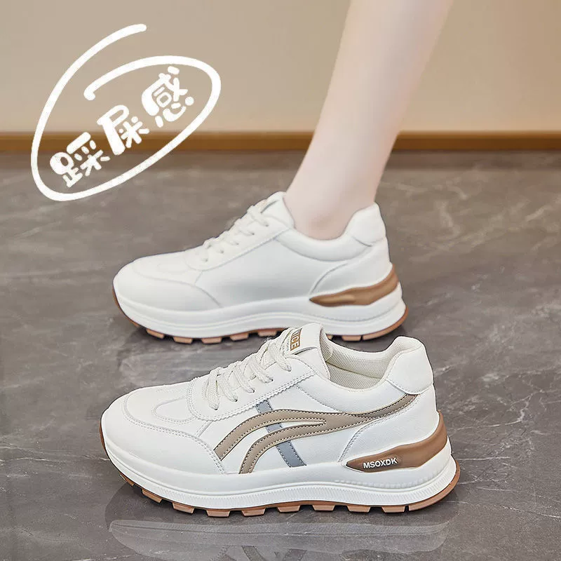 Обувь женская 2025 весна и осень новая мода дышащая, износостойкая, увеличивая женскую обувь удобная круглая голова, нескользкая повседневная спортивная обувь